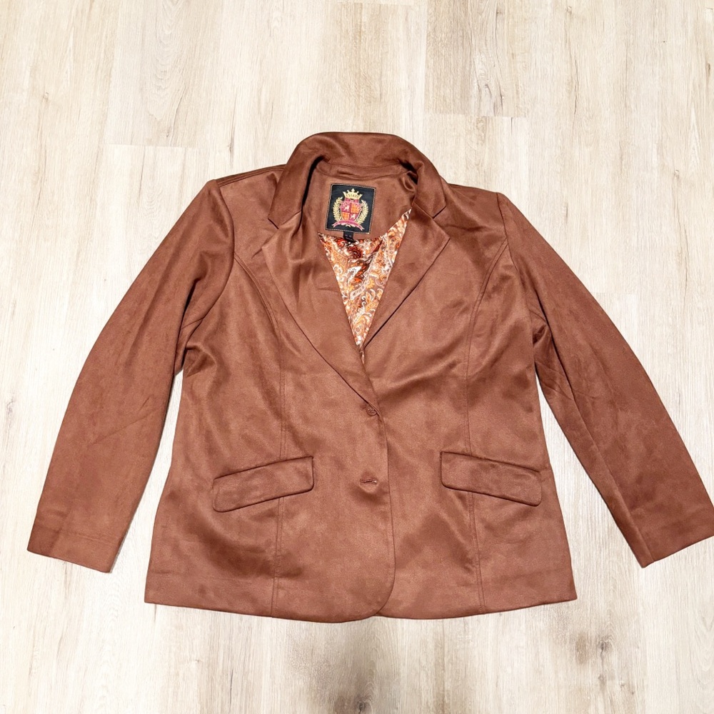 Isaac‎ Mizrahi Estate Faux Suede Blazer Lining-Clove